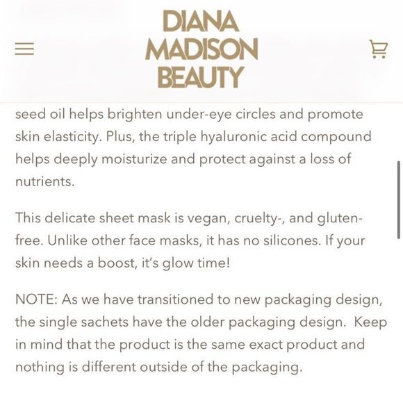 $6🌟 Diana Madison Beauty The Glow Factor Rose Hip Oil Hydrating Face Sheet Mask - Picture 4 of 6